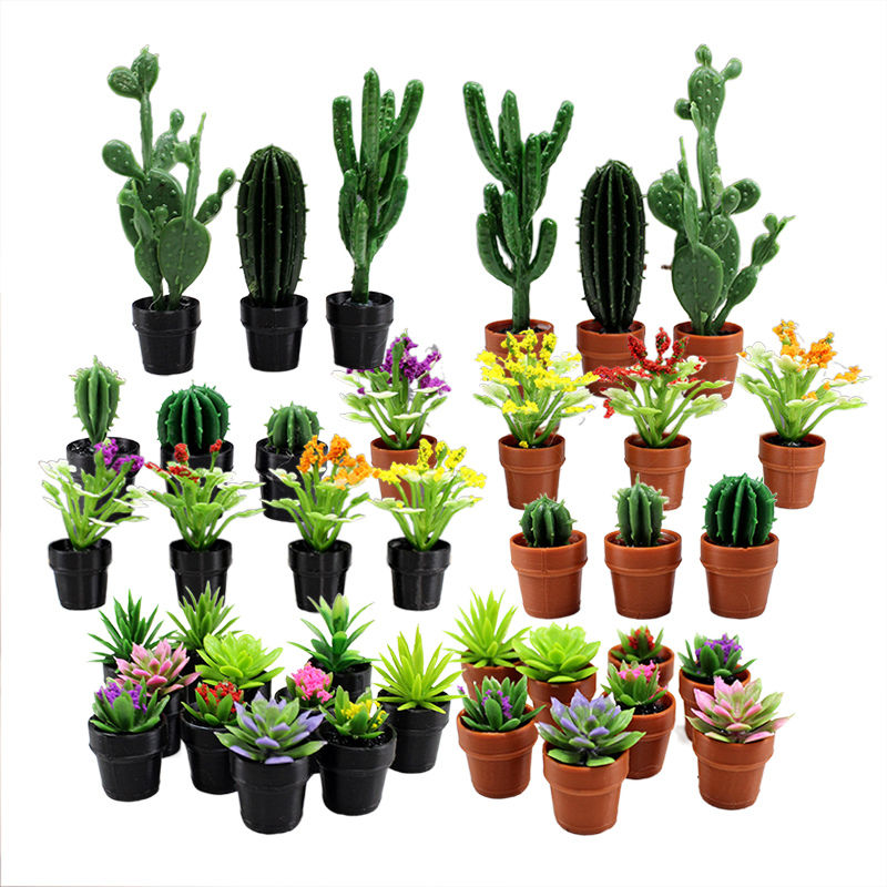 Echeveria Succulent - 8 Stück Miniatur-Kunststofftopfpflanzen mit Sukkulenten- und